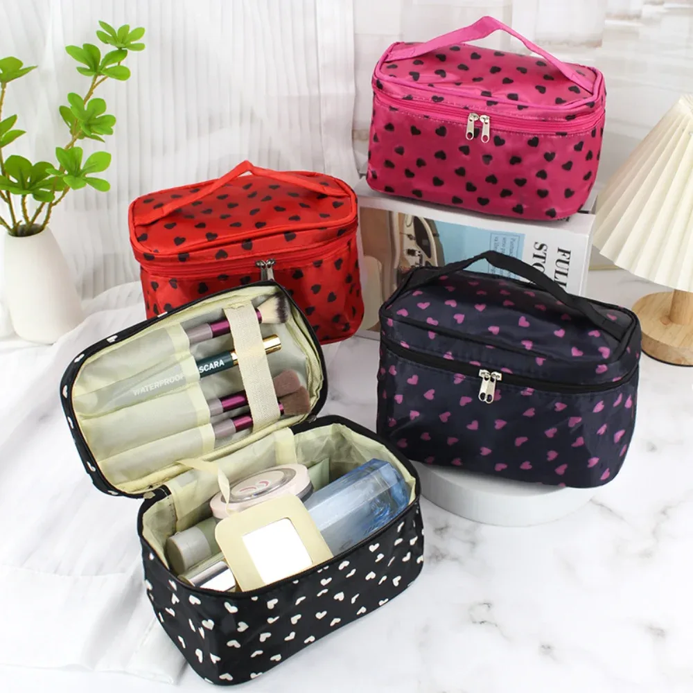 sac de maquillage à pois, sac de voyage portable de grande capacité, organisateur de toilette, boîte de rangement, sac à main étanche, sac à cosmétiques, sac de lavage