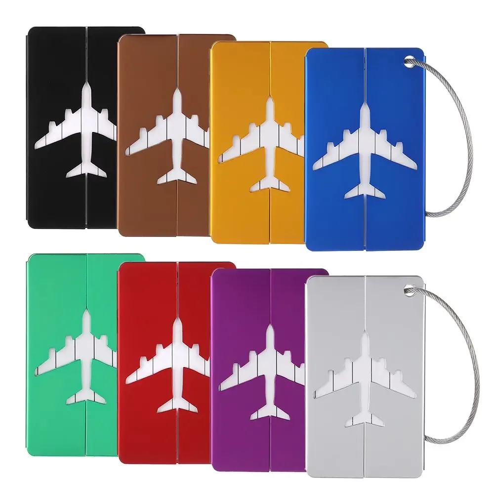 étiquettes de bagage de voyage en aluminium réutilisables étiquettes de valise boucle en acier inoxydable nom carte d'identité avec cordes étiquette de sac pour valise bagages