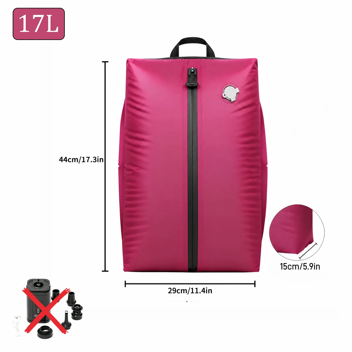 sacs de rangement étanches ip67 17l, cube de compression en polyester tpu pour vêtements, organisateur de valise avec fermeture éclair, réutilisables et antihumidité, pour linge de maison, avec pompe électrique incluse