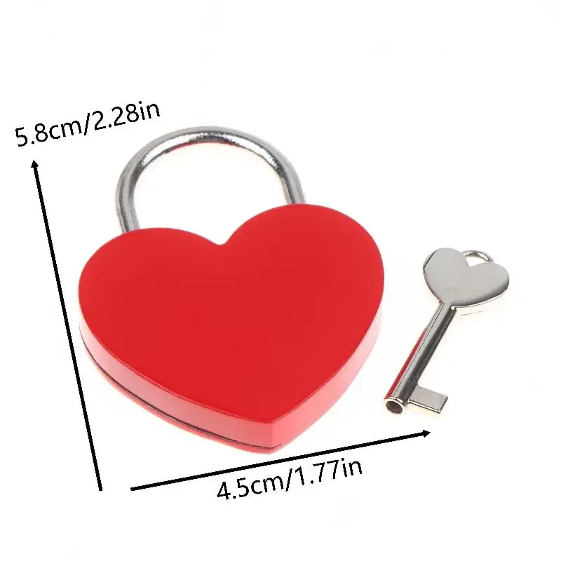cadenas en forme de cœur 45*59*8mm avec clés assorties, cadenas romantiques en métal pour voyage, cadeau de mariage, décoration de sac, de journal intime, de bagage.