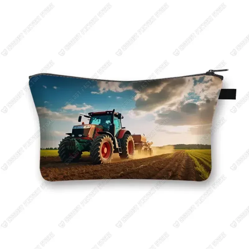 trousse de maquillage de ferme pour femme, jeu avec le tracteur, boîte de maquillage, stockage de poudres, portefeuille pour femme, étui cosmétique, récolte