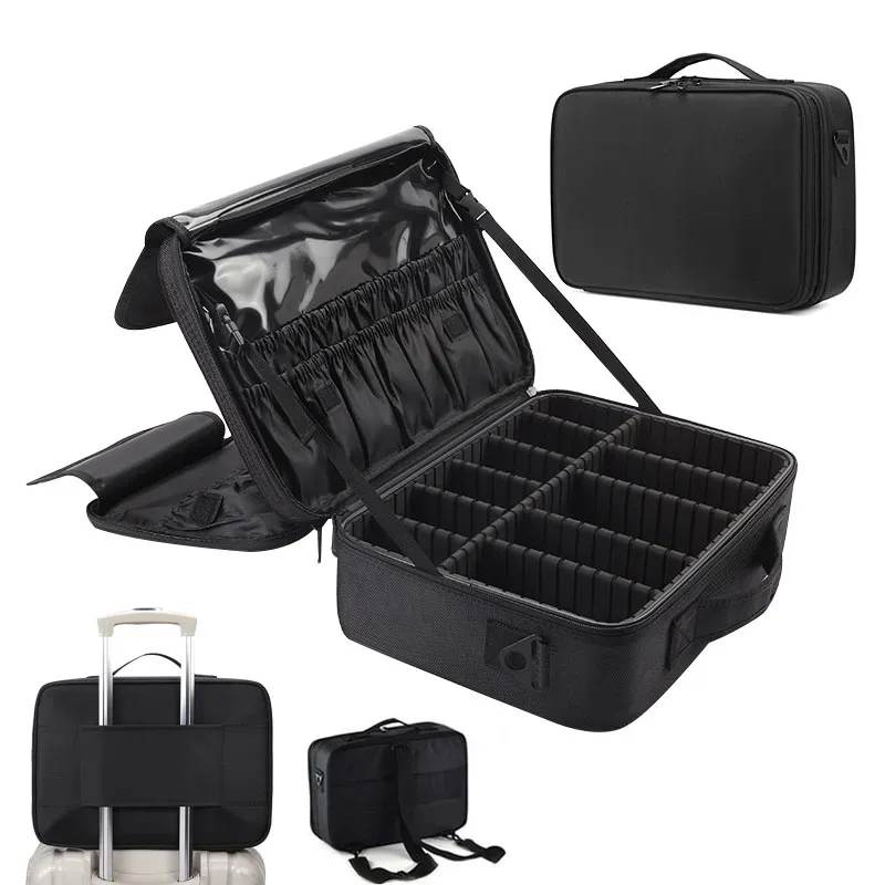 Nouvelle trousse de maquillage Oxford pour femmes, trousse de cosmétiques de voyage professionnelle de grande capacité, boîte à outils de manucure et de maquillage étanche
