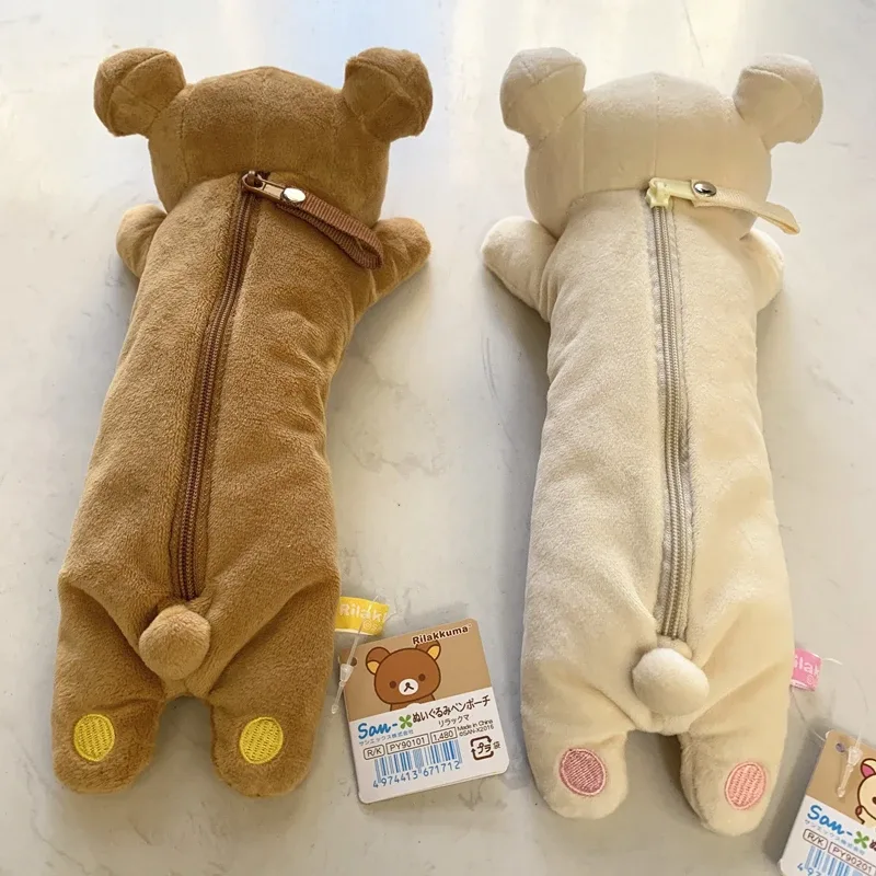kawaii rilakkuma étuis à crayons en peluche pour filles enfants école korilakkuma ours anime mignon trousse à crayons pochette organisateur stylo sac