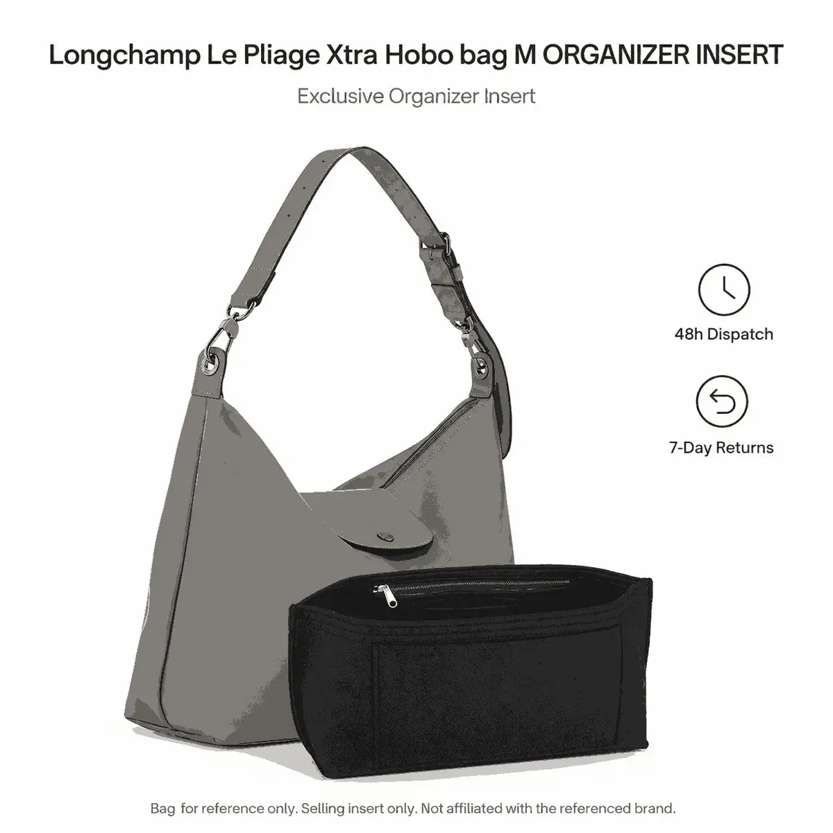 organisateur de sac à main en feutre, doublure de sac sur mesure pour un rangement quotidien, compatible avec longchamp le pliage xtra hobo m l xl
