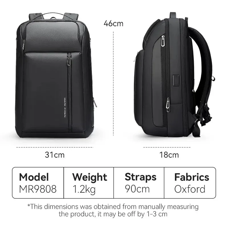 mark ryden – sac à dos de voyage pour hommes, sac à bandoulière pour ordinateur portable, sac à dos d'affaires multifonctionnel de grande capacité avec port de chargement usb