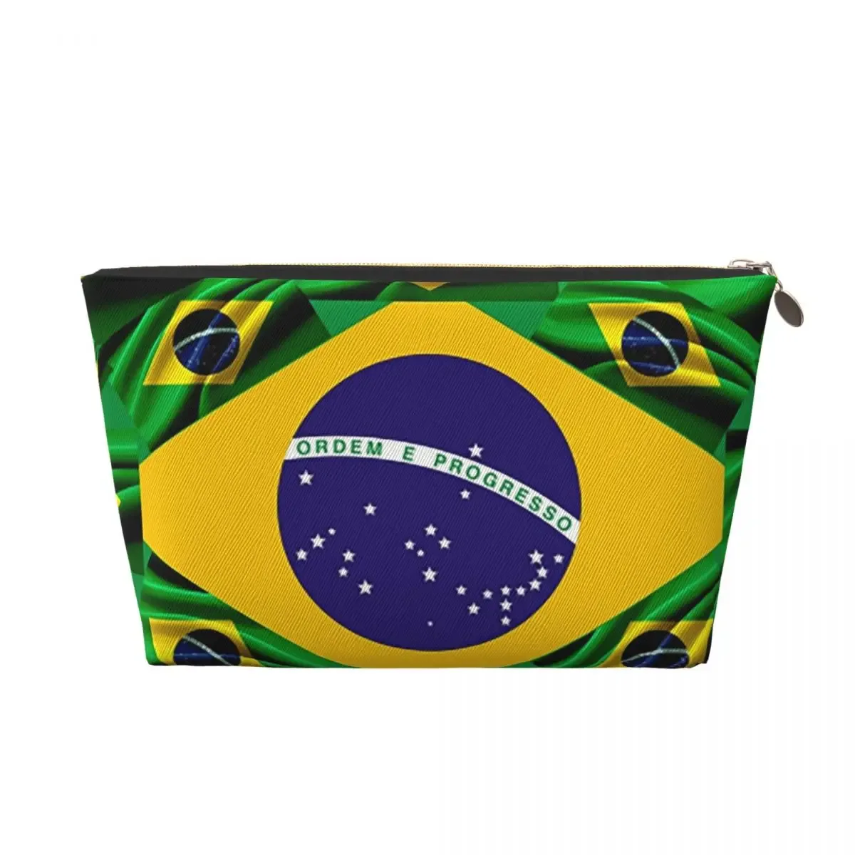 drapeau national du brésil (4) sac à cosmétiques pour femmes, pochette de rangement de maquillage de voyage, boîte de rangement de toilette, kit dopp