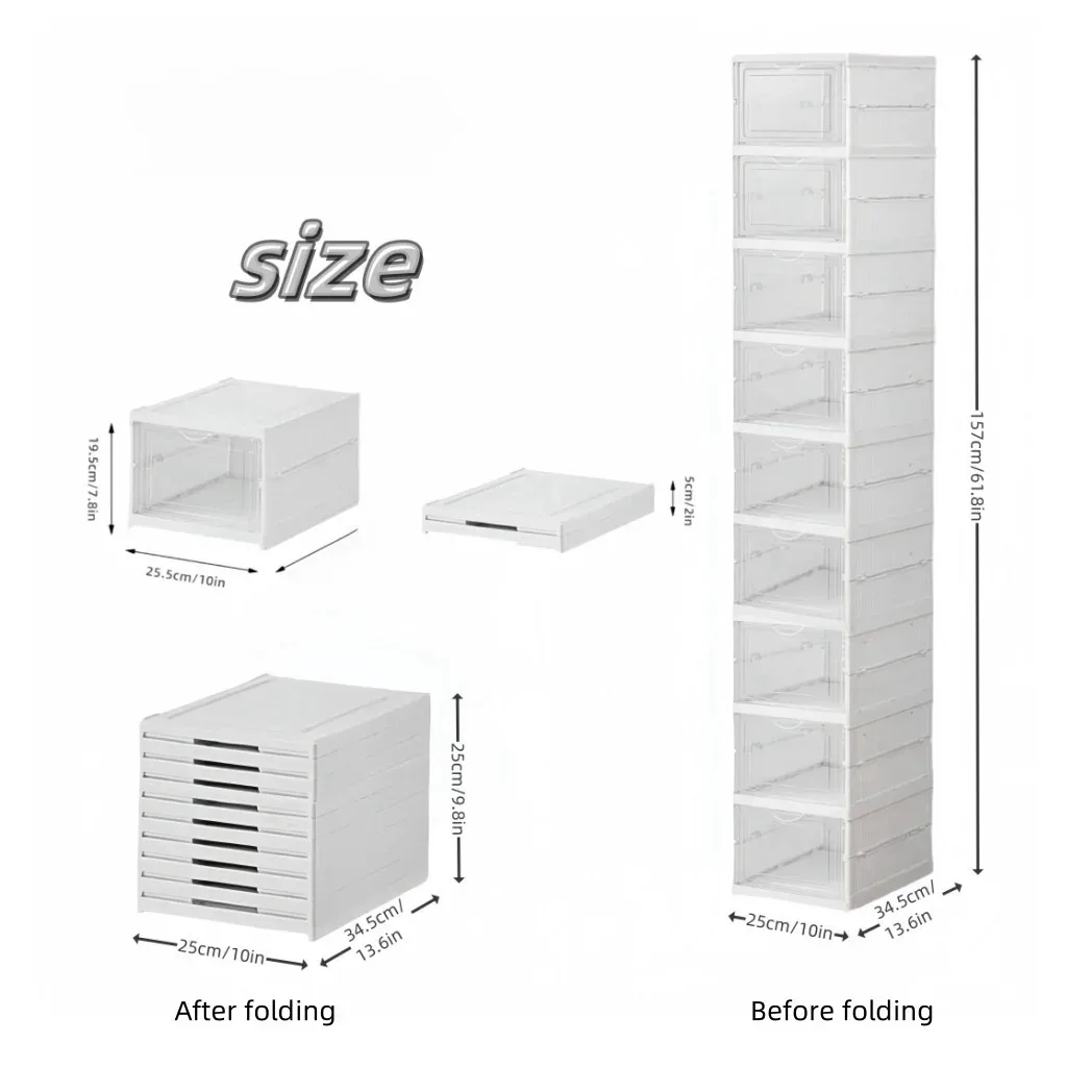 boîte de rangement pliable transparente en plastique pour chaussures, organisateur de chaussures, étagère à chaussures intégrée, design moderne et minimaliste