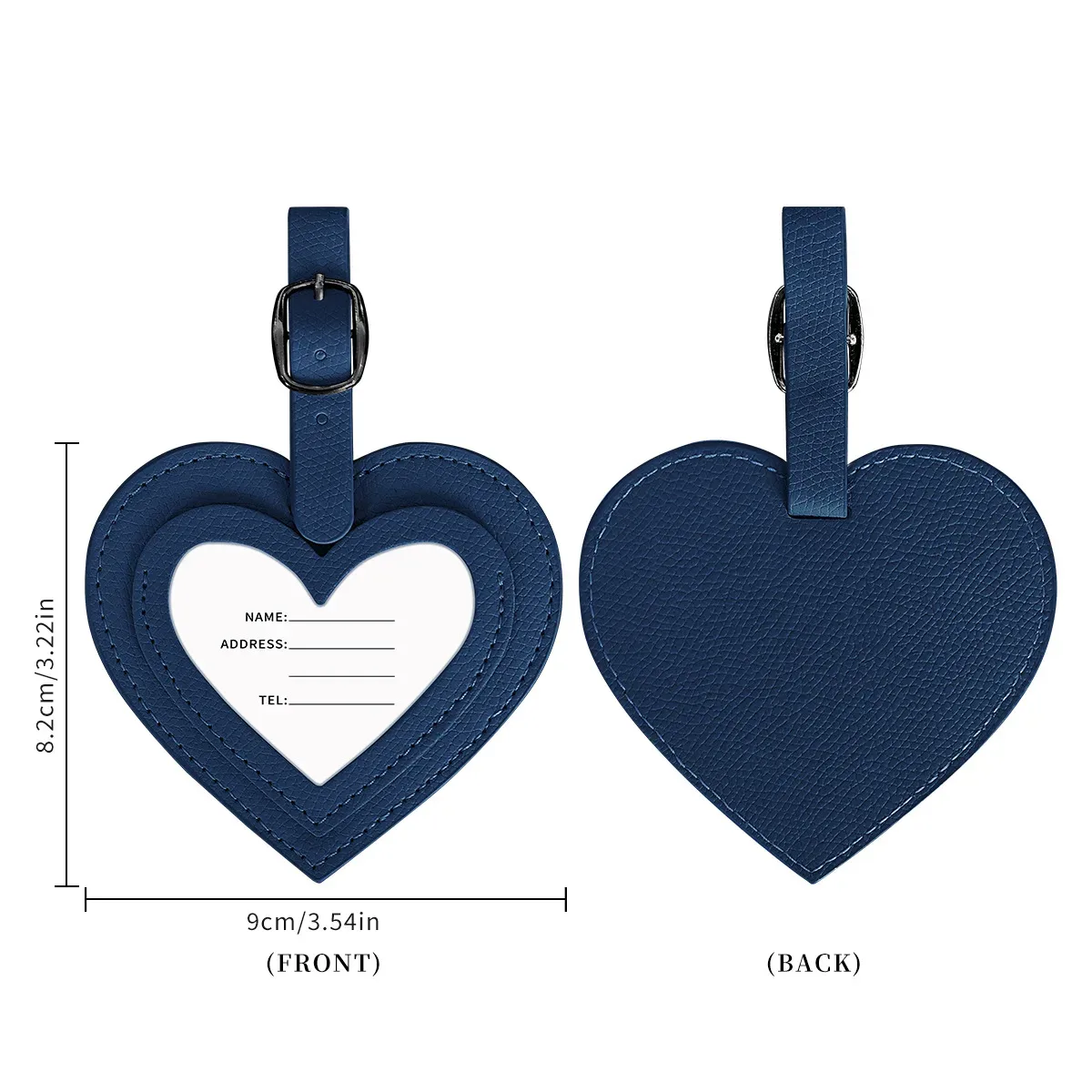étiquette de bagage tendance en forme de cœur en cuir pu, anti-perte, pour valises et poignées de bagages