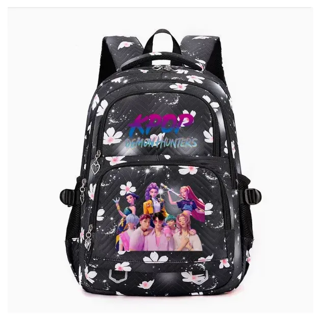 kpop demon hunters – sacs à dos imperméables de grande capacité, sacs d'école tendance avec imprimé de fleurs, sacs d'école pour ordinateur portable pour femmes et hommes, cadeau