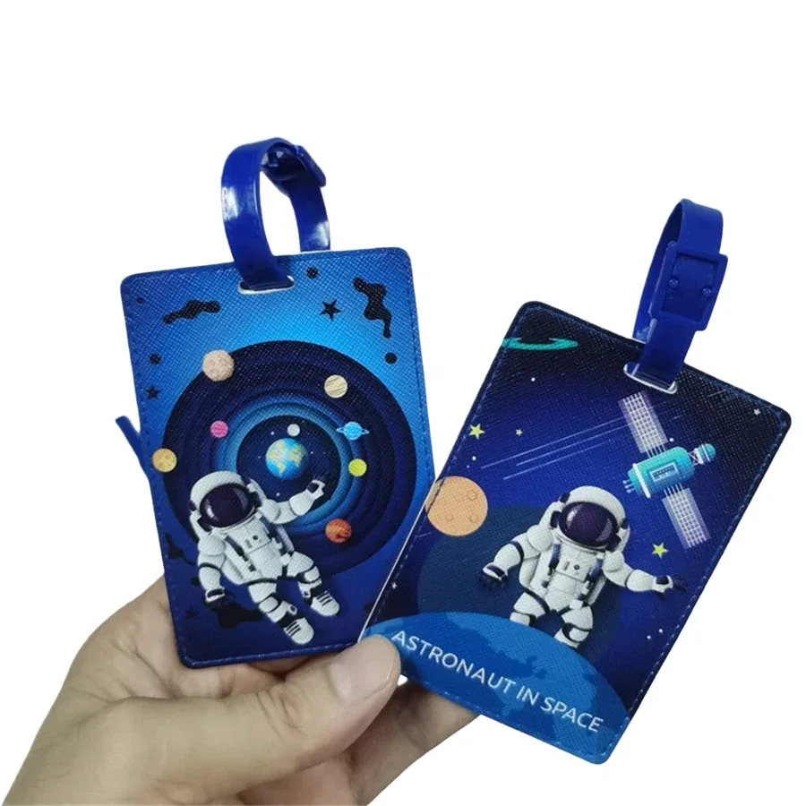 étiquette à bagages créative astronaute, accessoires de voyage, porte-adresse en pu pour valise, étiquette d'embarquement de haute qualité, étiquette portable