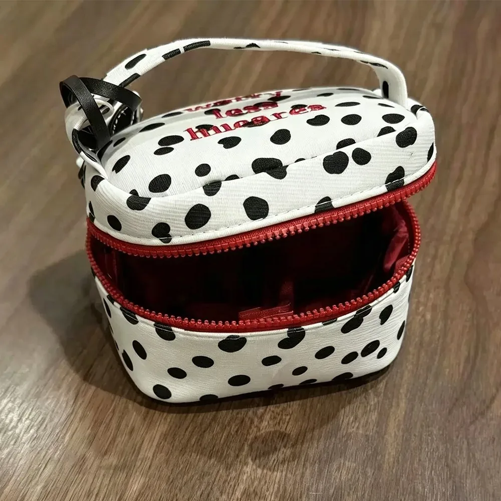 pochette de maquillage multifonctionnelle à pois, avec fermeture éclair, petite trousse de toilette pour la maison et les voyages