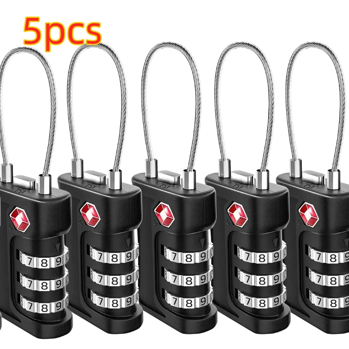 1-4 pack de cadenas à code tsa pour bagages de voyage, code modifiable, cadenas noir au design contrasté, cadenas à combinaison à 3 chiffres