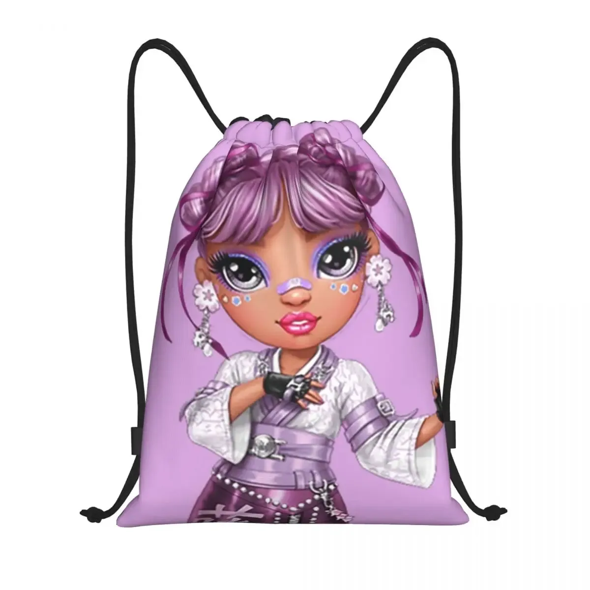 sac à dos personnalisé arc-en-ciel avec cordon de serrage pour pause d'hiver, sac de sport pour femmes et hommes, sac d'entraînement de dessin animé tv