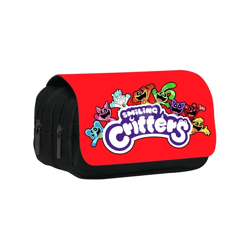 trousse à crayons double couche, créatures souriantes, 22cm/8.7 pouces, sac à stylos d'école pour étudiants, g