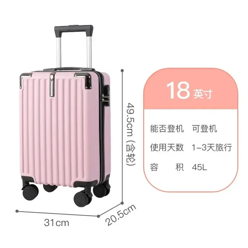 valise de voyage légère avec mot de passe pour étudiant, petit bagage, roue universelle pour homme et femme, chariot d'embarquement, 18 pouces