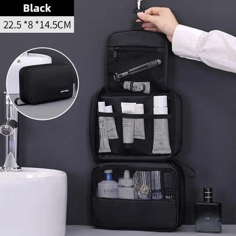 trousse de toilette pliable pour hommes, voyage d'affaires, plusieurs poches, étuis de maquillage cosmétiques, organisateur de rangement suspendu, sac de lavage