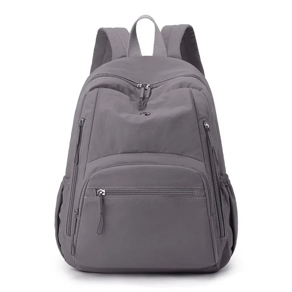 sac à dos scolaire en nylon grande capacité, imperméable, durable, léger, couleur unie, pour ordinateur portable, randonnée