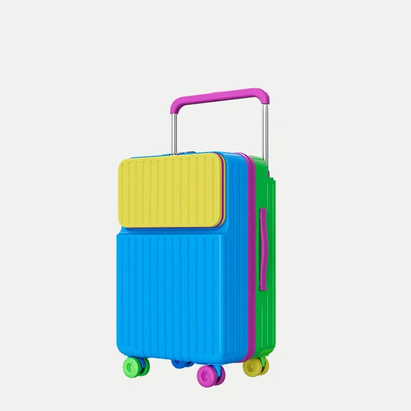 valise à ouverture frontale, couleurs macaron, en pc pur, 20 pouces, valise de cabine, 22/24/26/28 pouces, robuste et durable, sacs pour femmes