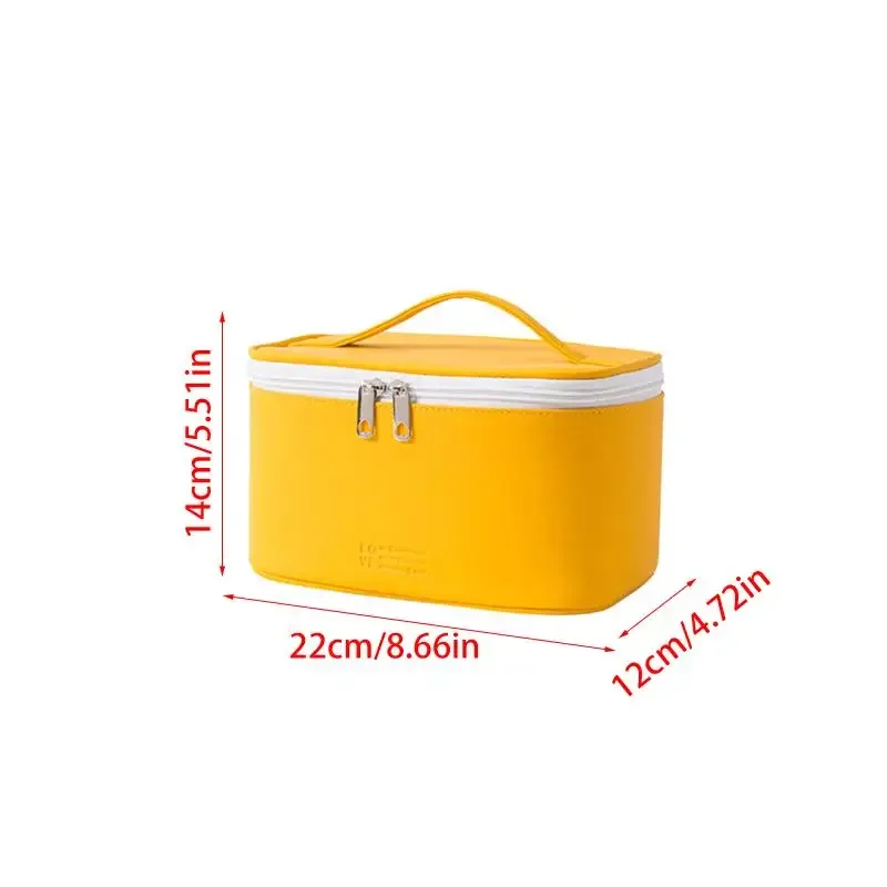 sac de maquillage portable en pu avec fermeture éclair, organiseur de produits de soin de la peau pour voyage, sac cosmétique grande capacité pour ranger les cosmétiques