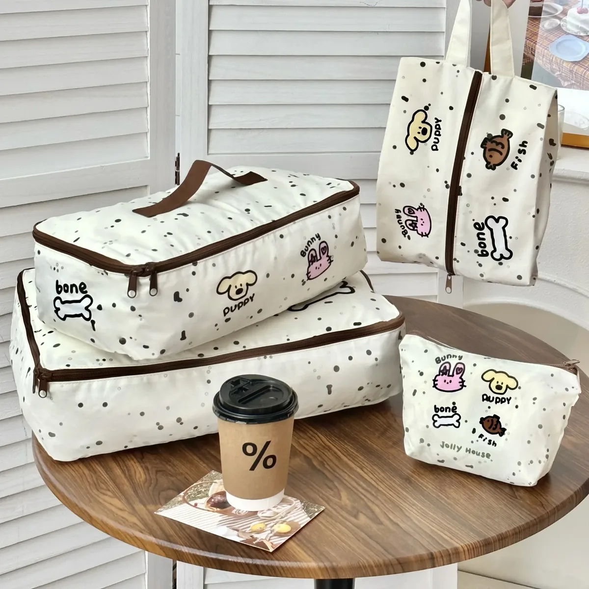 sacs de rangement de voyage pour femmes, dessin animé mignon, pour vêtements, sacs à main légers et portables pour dames, grande capacité, sac à cosmétiques de lavage pour filles