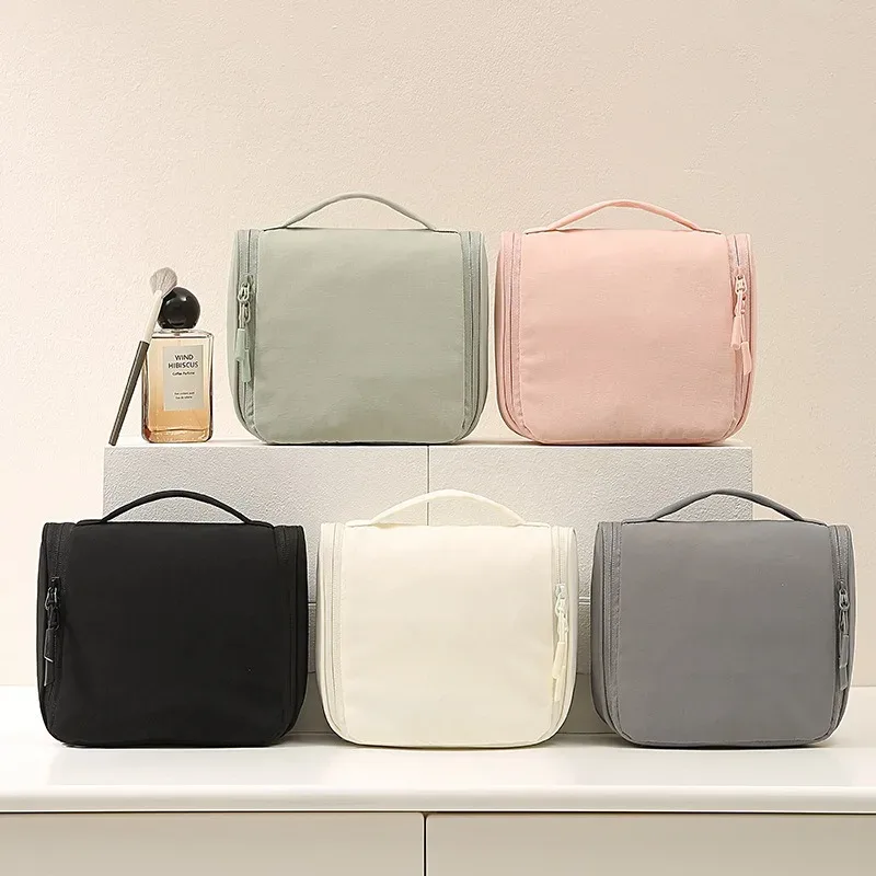 Sac de toilette de voyage suspendu imperméable, organisateur de cosmétiques portable avec crochet, grande capacité, pochette de rangement pour maquillage et soins de la peau