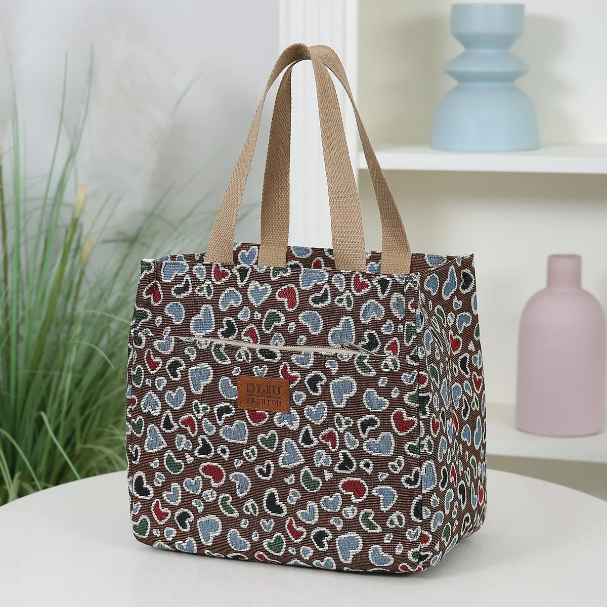 grande capacité, doublure en aluminium, poche avant zippée, sac à main, sac à lunch, sac de rangement pour boîte à lunch, sac portable pour articles divers