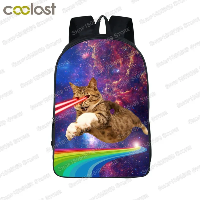 sac à dos licorne chat espace amusant, sac à dos laser chat chat, sac à dos d'école pour enfants et adolescentes, sac à livres pour enfants