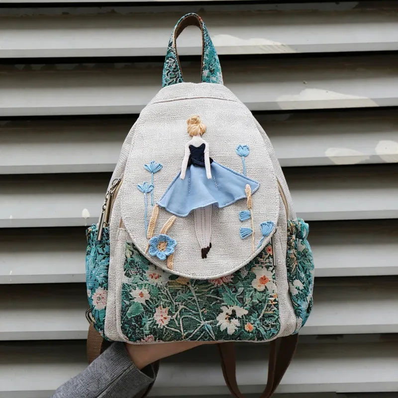 mode 3d dessin animé broderie femmes sac à dos décontracté femme voyage sac à dos joli style filles sac à dos sac à dos sac