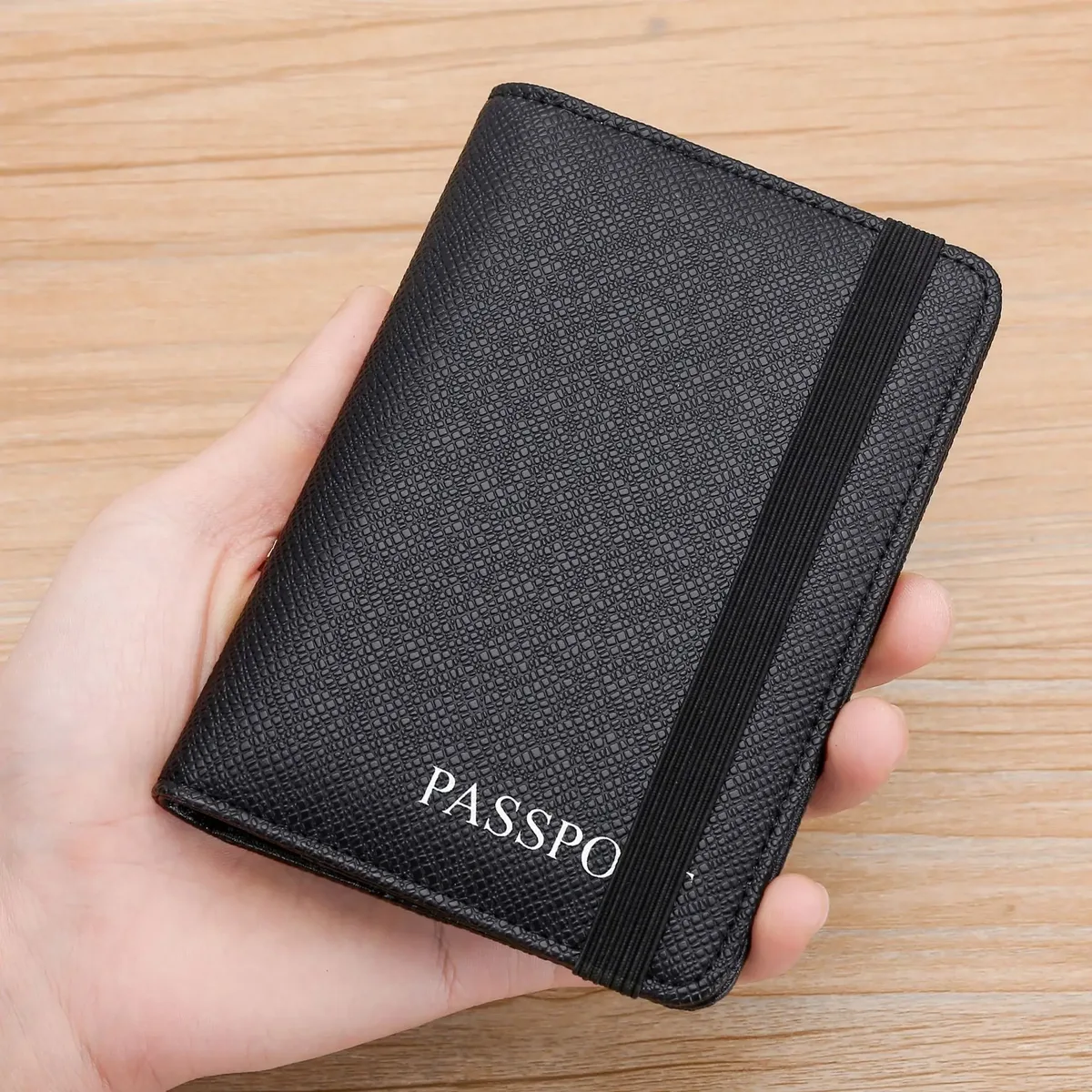 Porte-passeport de voyage, étui portefeuille pour passeport pour femmes et hommes, étui de protection pour passeport en PVC avec fermeture élastique