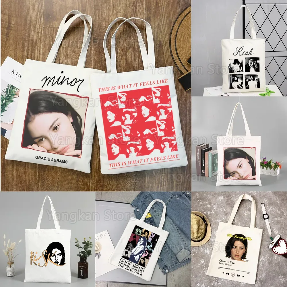 Gracie Abrams femmes toile sac fourre-tout Eco sac à provisions grande capacité sac à bandoulière pour femmes femme pliable plage Shopper sac