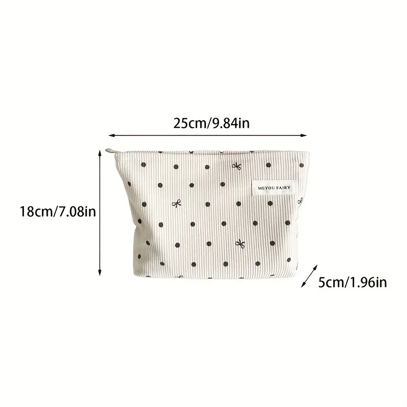 grand sac de maquillage de style minimaliste pour femme – sac de rangement de voyage élégant à fermeture éclair avec motif d'arc, sac à main durable