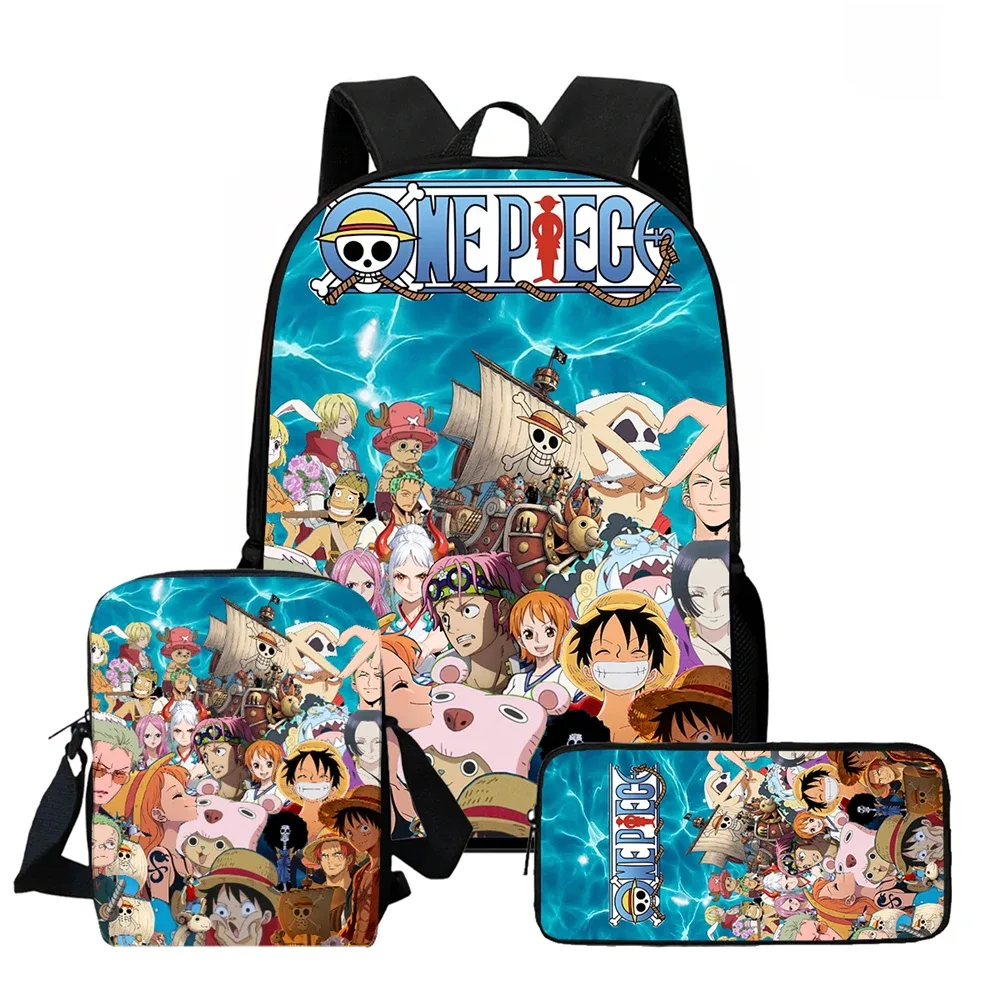 sac à dos scolaire 3-en-1 one piece léger et durable avec sac bandoulière et trousse pour enfants de 6 à 10 ans (école primaire)