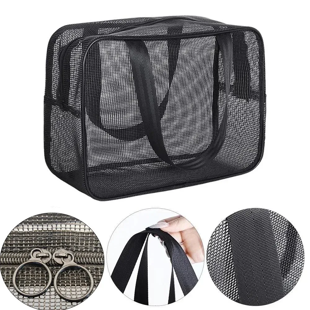 caddie de douche en maille à double fermeture éclair, fourre-tout original, sac de rangement de cosmétiques, sac de douche multifonctionnel de grande capacité, 2026