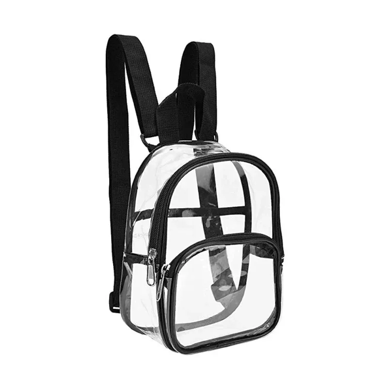 sac transparent en pvc, sac à dos de voyage transparent, sac à bandoulière, sangle pour livre, terrain de sport, mini cartable de voyage étanche approuvé pour enfant