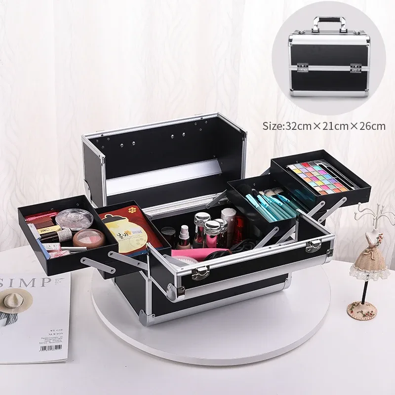 trousse de maquillage, organiseur de cosmétiques, très grande, 12 pouces, 6 plateaux, trousse de maquillage portable, boîte de transport pour maquillage