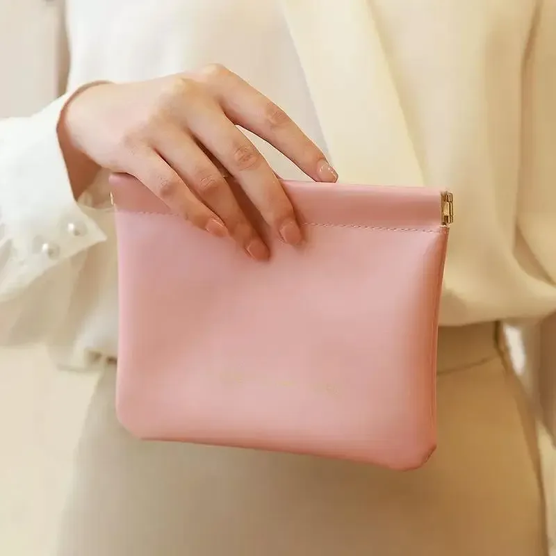 sac de rangement en cuir pu, sac de rangement à fermeture automatique, sac à main étanche, ligne de chargement d'écouteurs portables, sac de bijoux de rouge à lèvres cosmétique