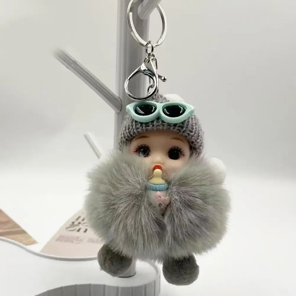 porte-clés en peluche pour bébé endormi, breloque, poupée moelleuse, sac de voiture, accessoire de mode pour femmes, décoration de sac à dos, cadeau