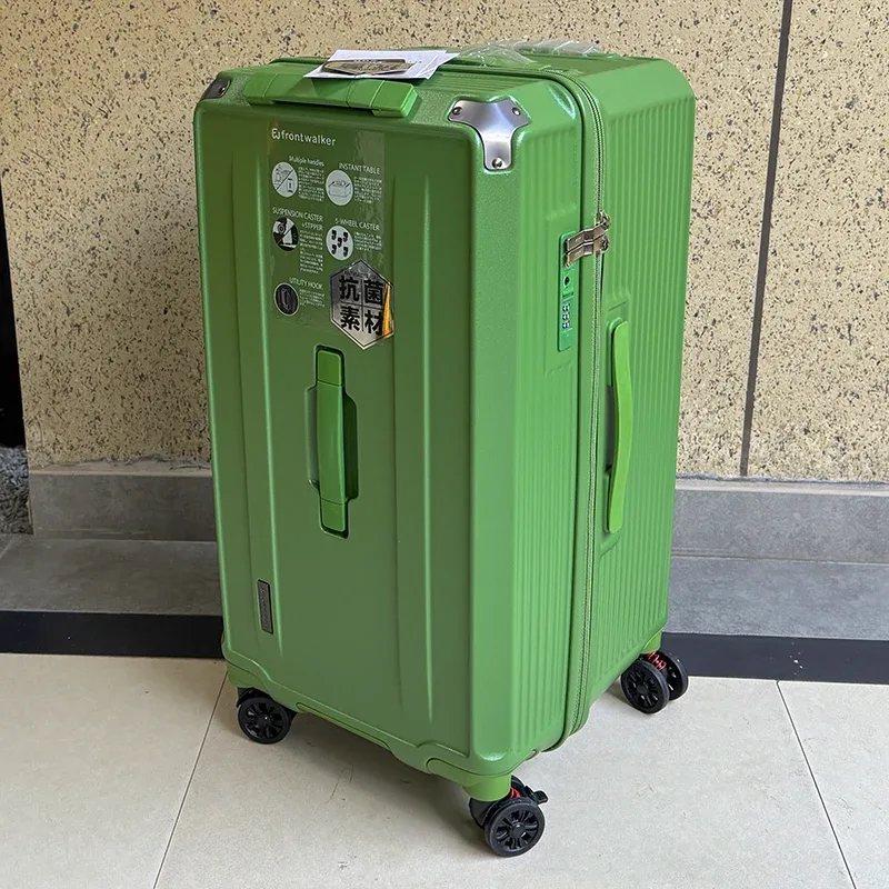 valise de voyage antidéflagrante à cinq roues avec frein, grande taille 36/38/40/50 pouces, matériau pc épais, boîtier de chariot à fermeture éclair