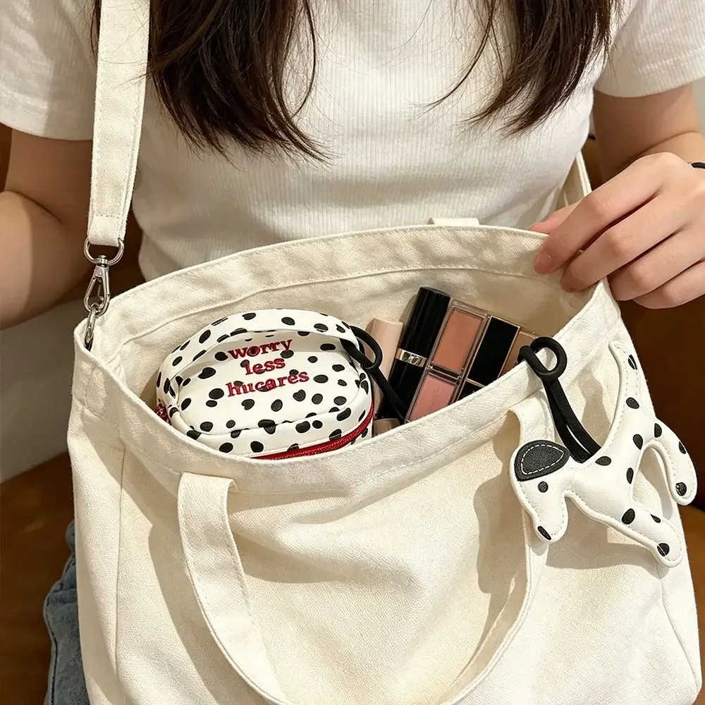 sac de maquillage multifonctionnel à pois, avec fermeture éclair, petite pochette cosmétique, sac à main pour femmes et filles