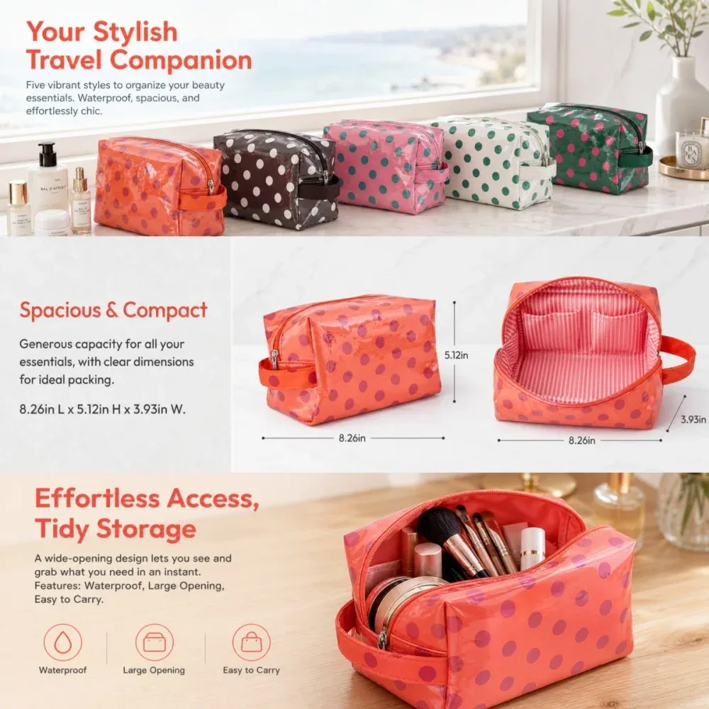 brlponve trousse de maquillage élégante et imperméable, pochette cosmétique compacte et durable, idéale pour les voyages, tendance et pratique avec doublure oxford