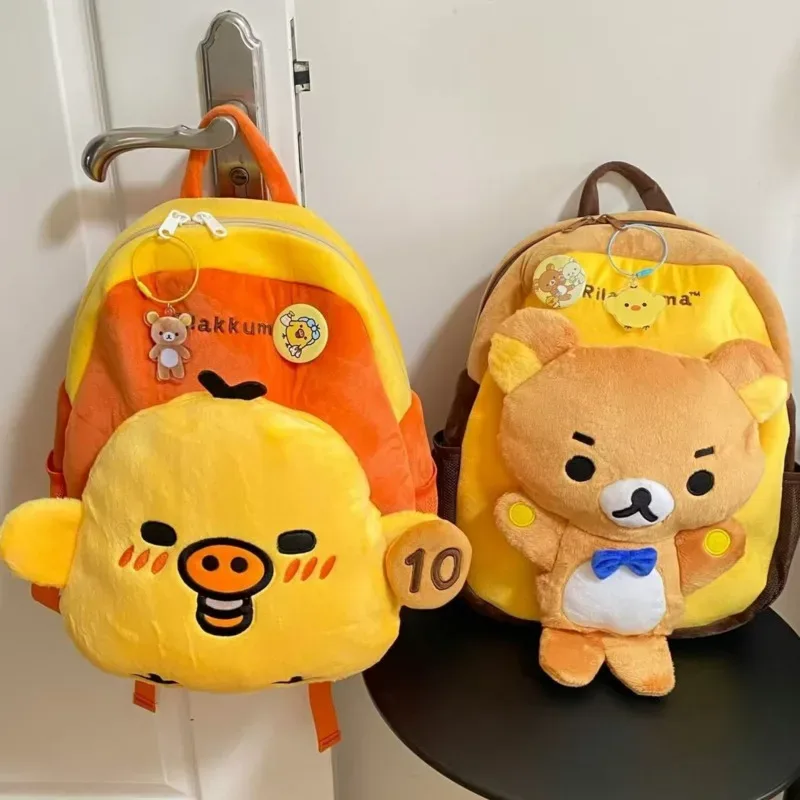 sac à dos en peluche kawaii rilakkuma, sac d'école de grande capacité pour étudiants, sac d'école en peluche pour adolescentes, cadeau de voyage