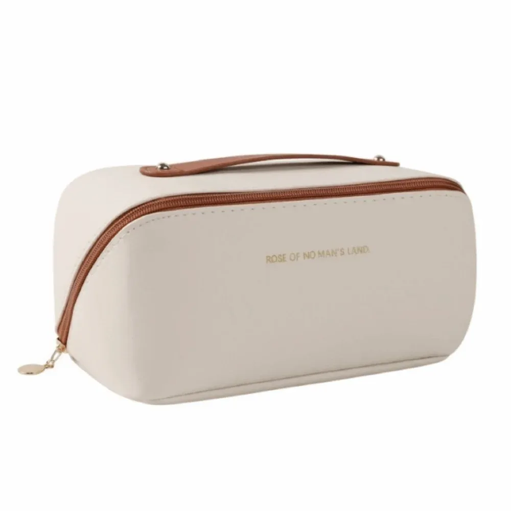 sac de maquillage portable tendance, sac cosmétique en pu, sac de toilette multi-compartiments grande capacité