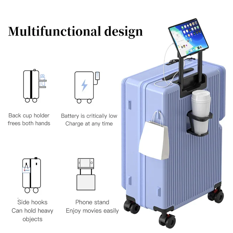 valise de voyage à ouverture latérale 2025 – nouvelle grande capacité, multifonctionnelle, extensible, bagage à main 20 pouces