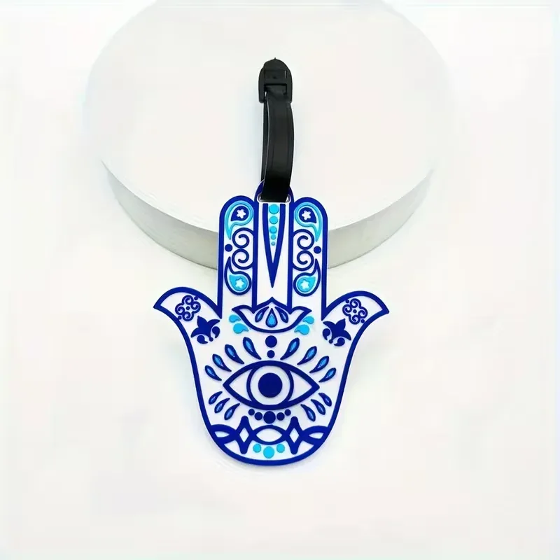 1 pièce étiquette de bagage bleue style indépendance, porte-étiquette, porte-carte d'identité anti-perte pour aéroport, essentiel pour les voyages ou les déplacements professionnels