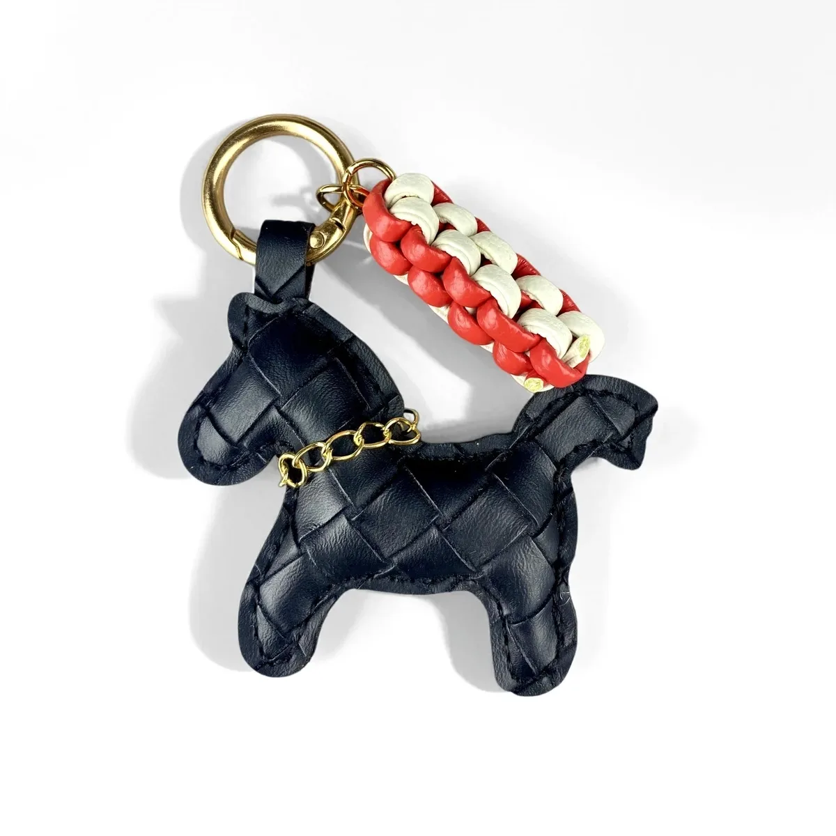 porte-clés mignon en cuir pu et breloque de sac en cuir tressé - breloque de sac mini cheval pour sac à main, sac à dos, clés de voiture - pendentif animal - cadeau