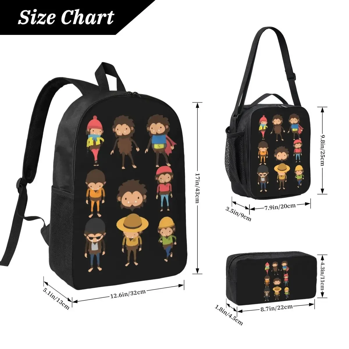 sneaky sasquatch affiche sac à dos étudiant garçons filles bookbag sac d'école ordinateur portable sacs à band