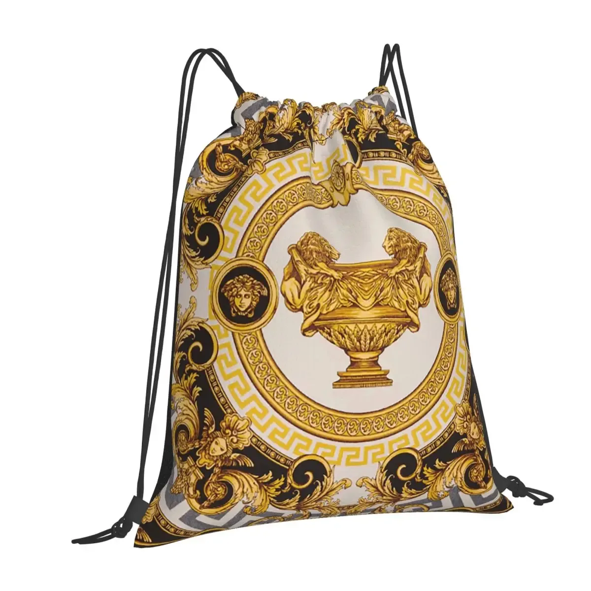 sacs à dos décoratifs dorés de style baroque, sacs à cordon portables, sacs à chaussures, sacs à livres pour homme et femme, pour l'école