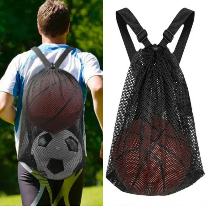 Sac à dos portable à cordon de serrage, grand sac de rangement en maille pour football, basketball, sport, gym, voyage, randonnée, jouets, shopping