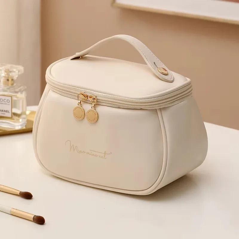 grande trousse de toilette en cuir pu imperméable, organiseur de maquillage de voyage, cadeau pour femmes
