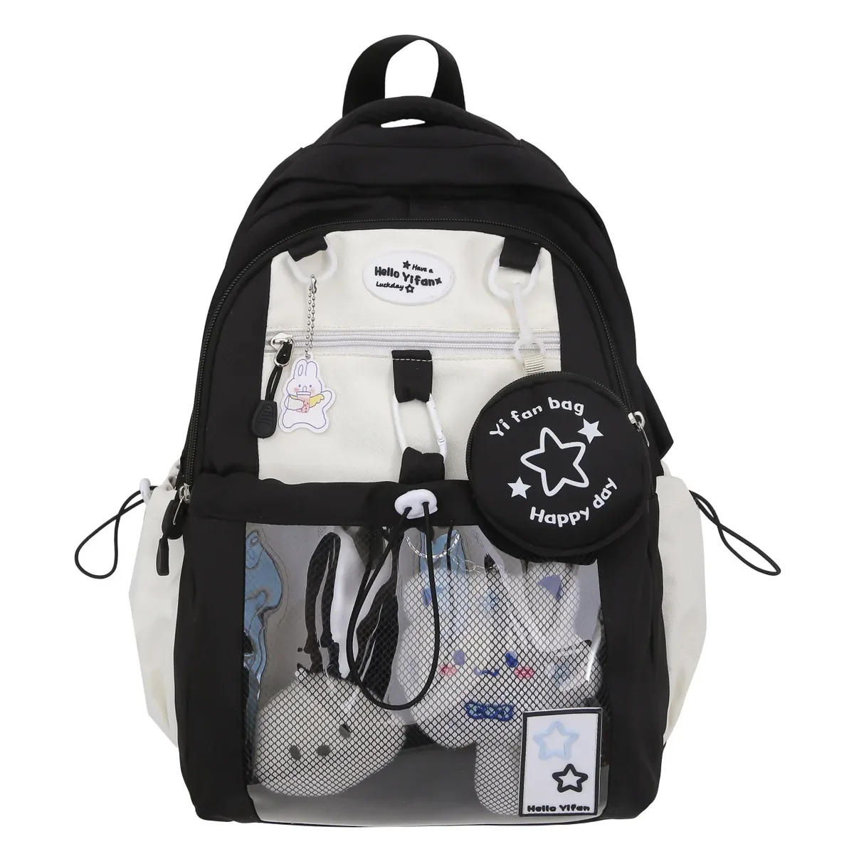 sac à dos d'école en nylon mignon pour fille et adolescente cartable multi-poches kawaii pour livre et ordinateur portable